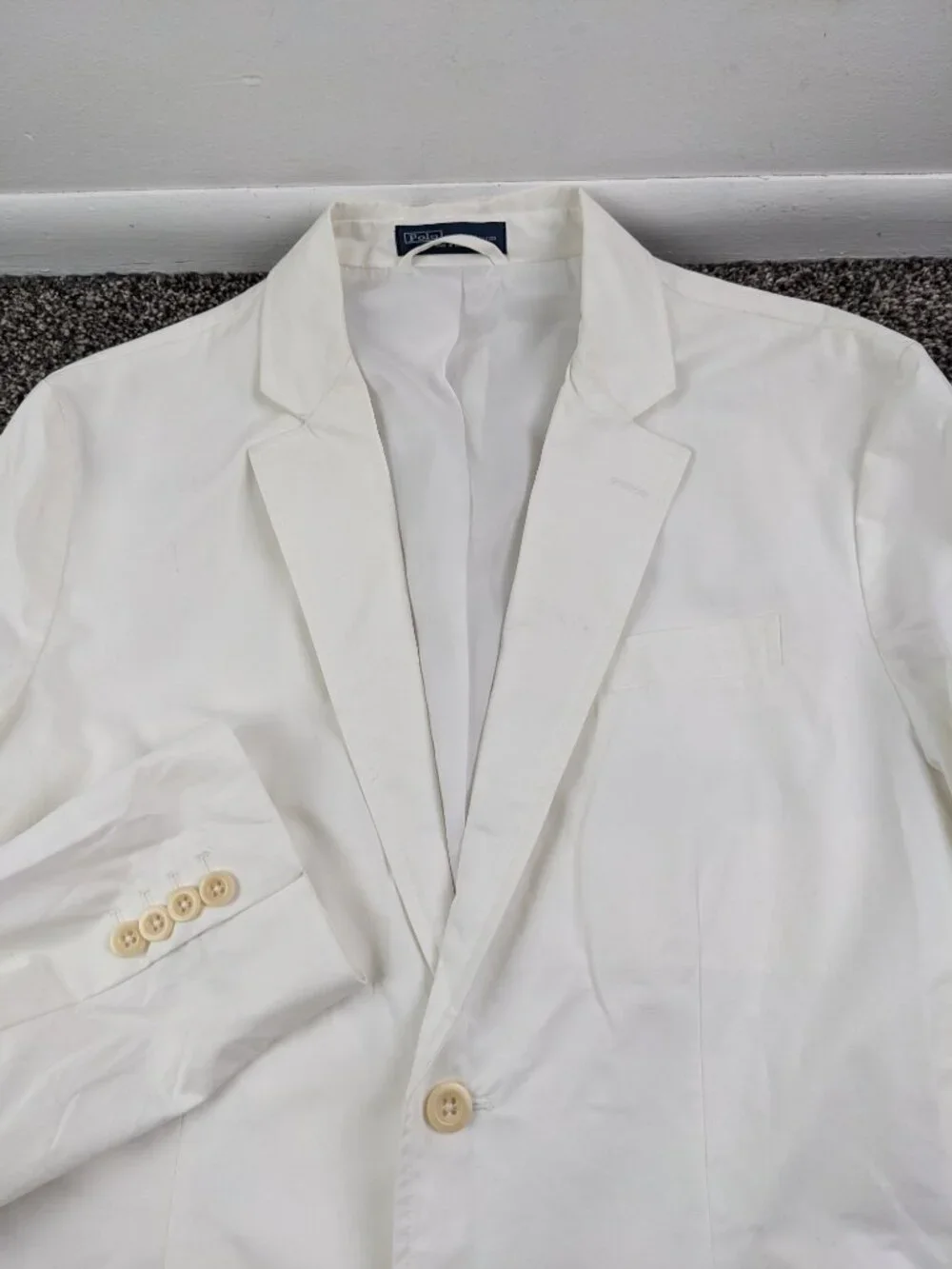 Vintage Polo Ralph Lauren Unstructured Cotton Sport Coat White Mens Medium 40R